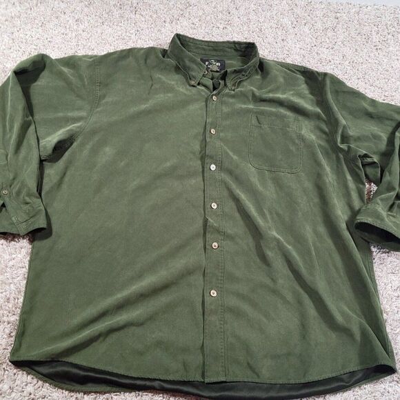 RedHead Shirt Mens 2XL Dark Green 100% Polyester Soft Button Up Outdoors - Picture 1 of 8